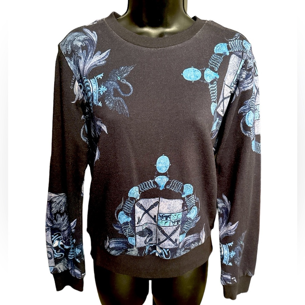 G STAR RAW Women’s Blue Graphic Shield Oversized Crewneck Sweater